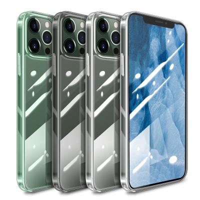 China Shockproof Tempered Glass+tpu HD Clear Phone Case 12/13 Mini Pro Max Glass Case Shockproof Silicon For Iphone Mobile Phone Shell PU ODM for sale