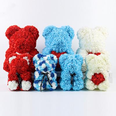 China Foam Rose New Style Rose Bear Gift 25cm Foam Pink Small Teddy Bear For Birthday Easter Mothers Day for sale