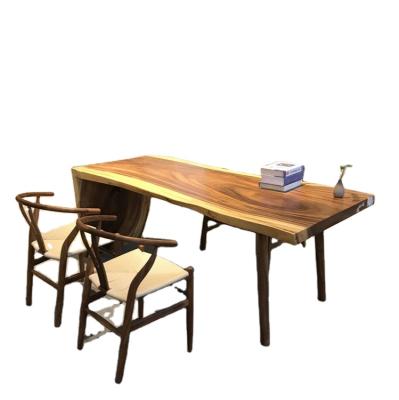 China Most Popular Eco-Freindly Slabs Table Top Walnut Edge Dining Table Natural Wood Living Desk Table Slabs Reception for sale
