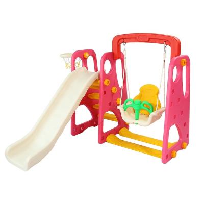 China New Designed Contemporary Colorful Plastic Kids Outdoor Patio Swing Hanging Garden Swing Slide with Basketball Hoop for sale