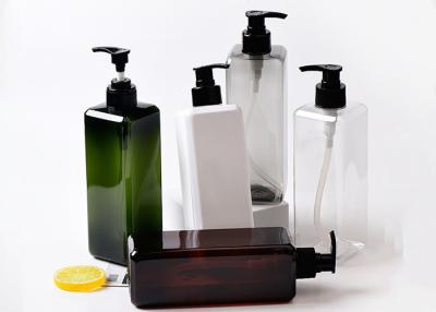 China 500ml Clear Amber Black Square Plastic Lotion Bottle For Skincare Product for sale