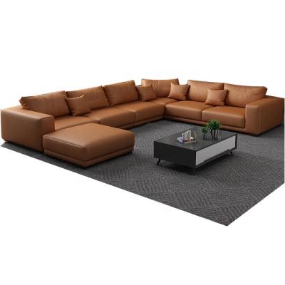 China Provide Custom Fabric or Leather U Shape Sofa Technology Fabric Modern 7 Seater Sofa Set Sectional Combination Simple Modern Nordic Style Black Home Furniture for sale