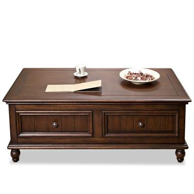 China Retro American Style Coffee Table Process Design Living Room Furniture Multifunctional Solid Wood End Table With Drawers for sale
