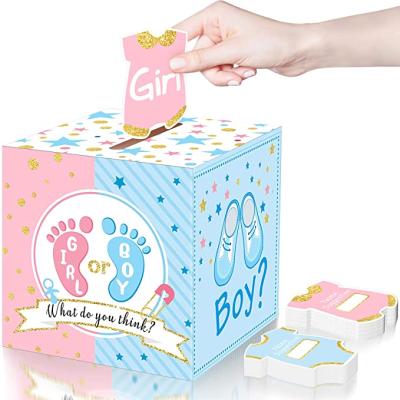 China Gender Reveal Lemon Baby Gender Reveal Box with 50 Pieces Vote Cards Baby Shower Decorations Party Invitations and Voting Games for sale
