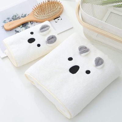 China Sustainable Microfiber Embroidered Coral Fleece Super Absorbent Quick Dry Bath Towel Set for sale