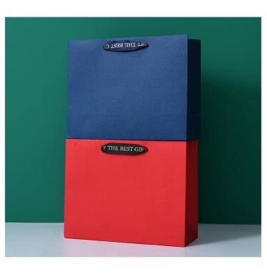 China Recyclable Paper Gift Bag Business Handbag Garment Carrier Paper Bag Custom Shopping Bag Black Red Blue for sale