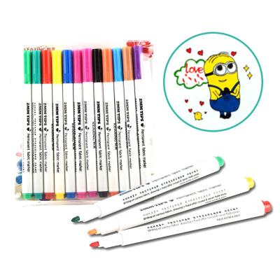 China Fabrics Factory Fabric Custom Marker Pens Set Non-Toxic Pen Colors Indelible Fabric Paint and Permanent Fabric Paint Textile Marker Pen for sale