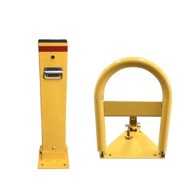 China Steel Tube Parking Security Bollard Post Barrier Fold Down Vehicle Security Car Parking Lock for sale