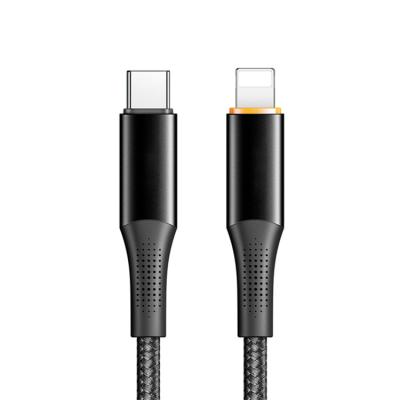 China Best PD Speed Quality Guarantee Fast Charging 36w 20w Smart With Led For Iphone Cable Usb Nylon Braided Charging Cable for sale
