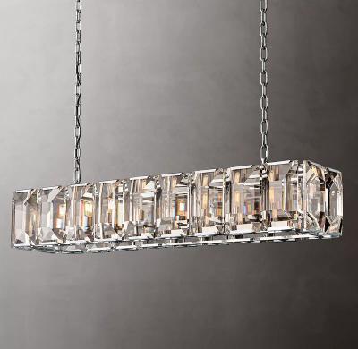 China American Rectangle Silver Crystal Chandelier Lights Luxury Harlow Style Chandeliers Lighting Fixture Chandelier for sale