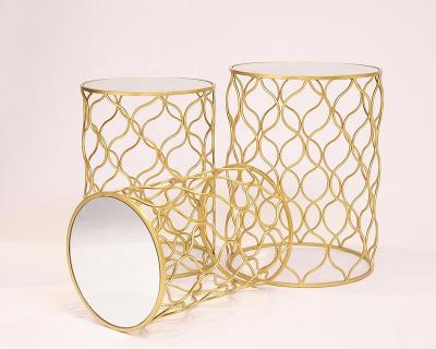 China Luxurious Gold Iron Art Coffee Table Set Home Decoration for sale