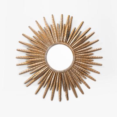 China Morden Sun Polygon Style Luxury Metal Mirrors Decor Wall Hanging Art Decoration For Home for sale