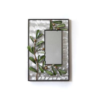 China Luxury Green Wall Mirror Decoration Morden Olive Tree Metal Mirrors Decor For Home for sale