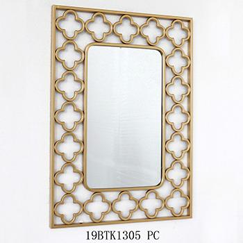 China Art Decor Luxury Clover Metal mirrors home decor wall makeup mirror for sale