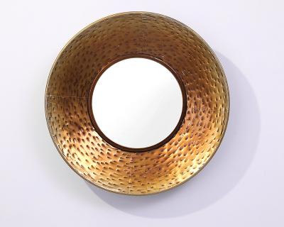 China Morden Gold Foil Metal Luxury Smaller Size Circle Mirror Mirror Home Decor Wall Makeup Mirror for sale