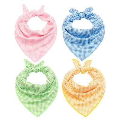 China Triangle Dog Bandana Plaid Design Scarf Viable Custom Cooling Soft Bandana for Dogs Cats in Summer for sale