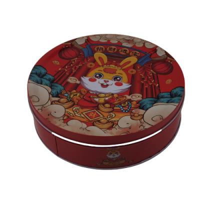 中国 休日の季節的な円形の錫の容器のふたが付いている大きい円のギフトの金属の錫の容器 販売のため