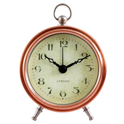 China Best Selling Simple Minimalist Bedroom Bedside Alarm Clock Copper Finish Quartz Silent Digital Table Clocks for sale
