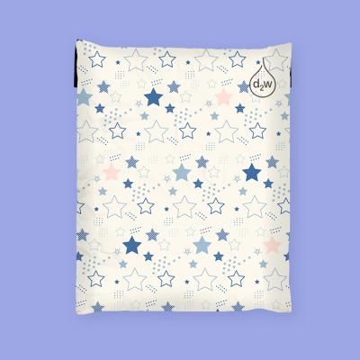 China Waterproof 32*46+6cm Elegant Sky Blue Eco Mailing Bags Free Shipping Women Starry Bag Compostable Large Poly Ads for sale