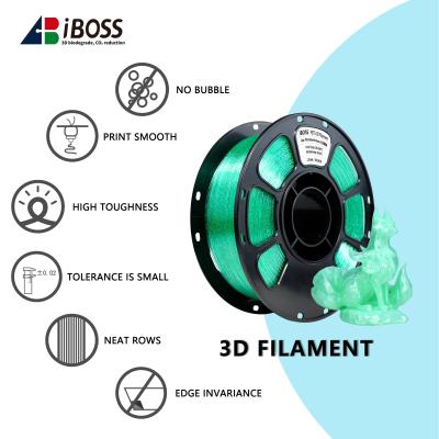 China Filamento de impresión 3D iBOSS Impresora 3D universal Glitter Mint Verde 1.75 mm Filamento PETG en venta