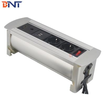China customize multimedia conference table manual flip up socket with 3 universal power socket 3.5audio , vga ,usb ,rj45 for sale