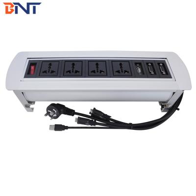 China Boente with four universal power used in conference room table AV solution automatic desk hidden rotatable outlet for sale
