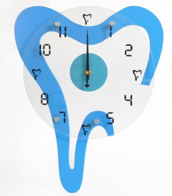 China 12 o'clock show shape dental wall clock in blue for dentists offices decor for sale