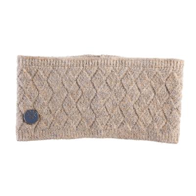 China Khaki Blend Yarn Custom Fashion Jacquard Nylon Knit Knitted Headband For Ladies for sale