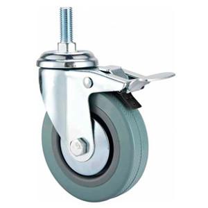 China Thread screw Grey rubber caster with total brake, 2