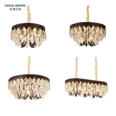 China Hotel Modern Contemporary Nordic Iron Lights Hanging Black Decorative Pendant Lamp Lighting Luxury Leaves Crystal LED Chandelier for sale