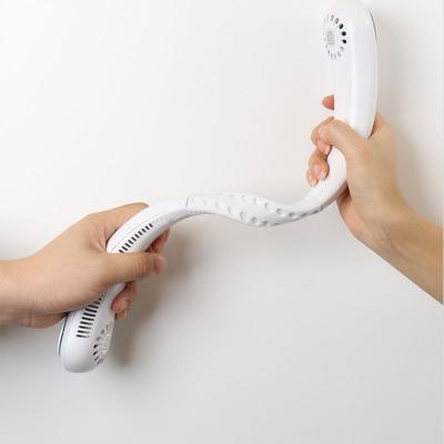 China 3 Speed Push Button Battery Charger Neck Air Fan Personal Portable Cordless Circulator Handheld Bladeless Fan Natural Comfortable Plastic Neck Fan for sale