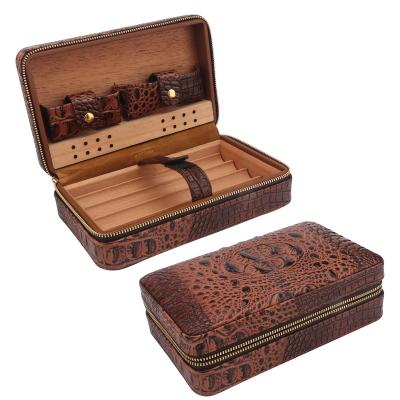 China Travel XiFei Portable Wholesale Luxury Leather Cigar Humidor Case Humidor Cigars Storage for sale