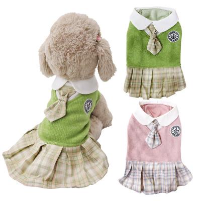 China Sustainable High Quality Wholesale Cat Dog Clothes Female Cute Pet JK Plaid Skirt for Dogs and Cats for sale