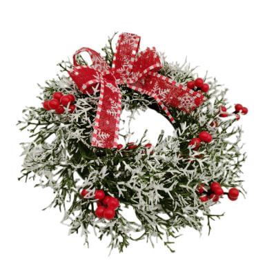 China Factory Direct Sales Snowy Christamas Decoration Handcrafted Artificial Greenery Christmas Braids Round Garland For Home Office Party Decoration for sale