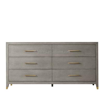 China Convertible Home furniture bedroom furniture customized cela shagreen leather metal handle 9-drawer dresser wooden dresser table for sale