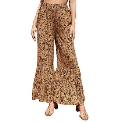 China New autumn women's wide-leg fashionable high-grade QUICK-DRY leopard printing casual flared panties for sale for sale