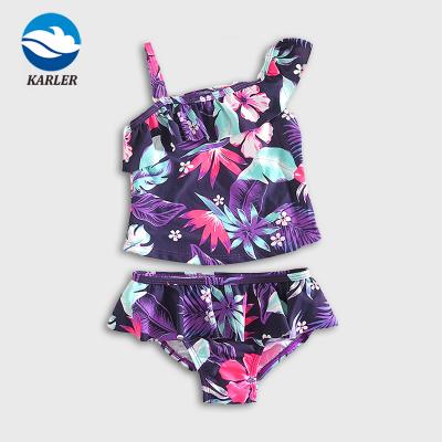 China Breathable Polyamide Little Girl Swimsuit Children Lovely Floral Print Swimwear for sale