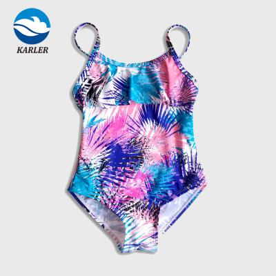 China Girls Anti-UV Hawaiian Bikini Kids Style Floral Print Swimwear One Piece Swimwear for sale