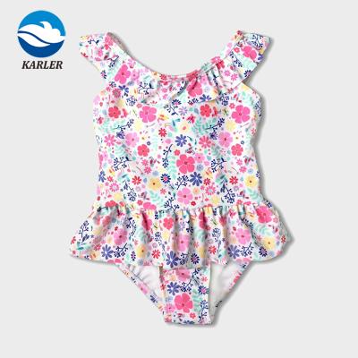 China Wholesale Anti-UV Small Girls Bikini Bathingsuits Floral Print One Piece Swimsuit For Kids for sale