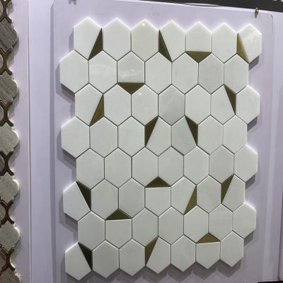 China Wholesale Modern New Design Floor Wall Tile Hexagonal Marble Mosaic Tiles Design Medallion Marble Waterjet Mosaic for sale