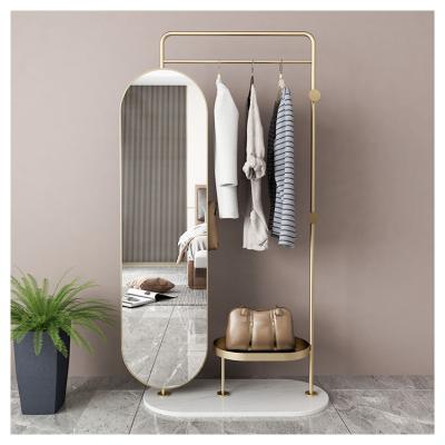 China Other 2022 Amazon Hot Sale Rotating Marble Base Metal Coat Rack Mirror Dressing Mirror for sale