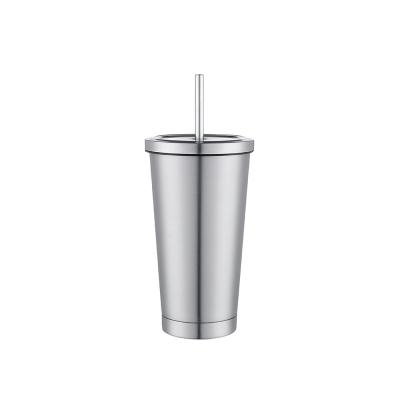 China Sustainable Popular Selling High Quality Eco-friendly 18/8 Double Wall Coffee Mug With Stainless Steel Straw 473ML for sale
