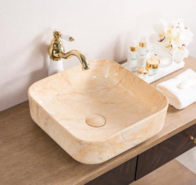 China Wholesale Modern European Style Bathroom Marble Stone Commercial Sink Colored Cheap Wash Basin for sale
