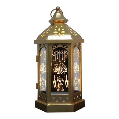China Candlelight Ramadan Eid Mubarak Custom Metal Wind Lamp Romantic Opens Lantern Arabic Lighting for sale