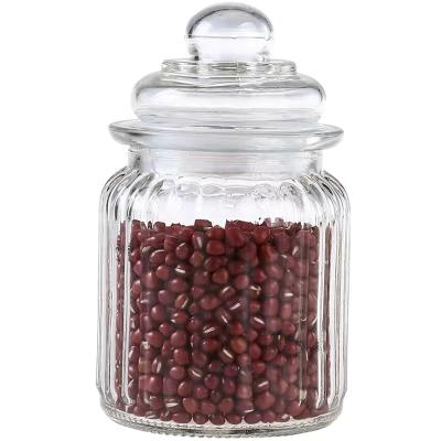 China Transparent Glass Kitchen Jar Food Seasoning Pickle Storage Bottle Honey Jam Tea Storage Glass Sealed Jar for sale