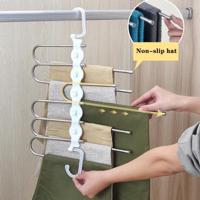 China Sustainable Multifunction Plastic Stainless Steel Pants Display Rack Pull Out Pants Rack for sale