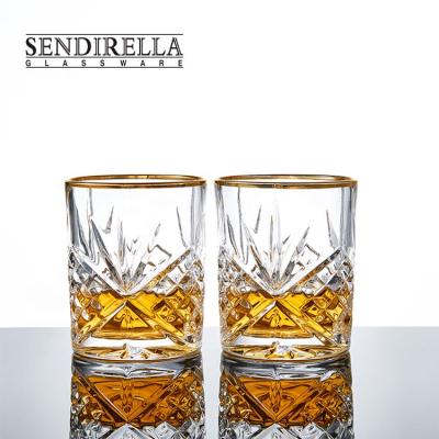 China Eco-friendly Hotel Restaurant Style Glass Cup Engraved Tumbler Whiskey Old-fashion 300ml Custom Logo Accepted for sale
