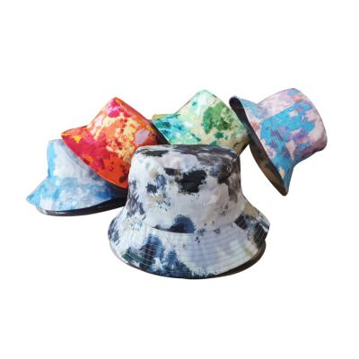 China Custom hot popular new image factory logo fashion link dye graffiti printing outdoor travel sunshade hat bucket for women for sale