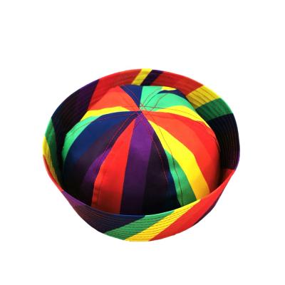 China Hot Sale Striped 6 Panel New Rainbow Color Captain Hats Kids Hats for sale