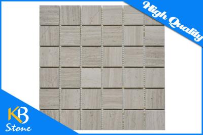 China Wooden Grey Polished Marble Mosaic Tile for Bathroom or Kitchen Wall , Square Shape for sale